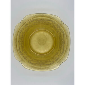 Vintage EAPG Canary Yellow Etched Serving Bowl | Early American Pattern Glass